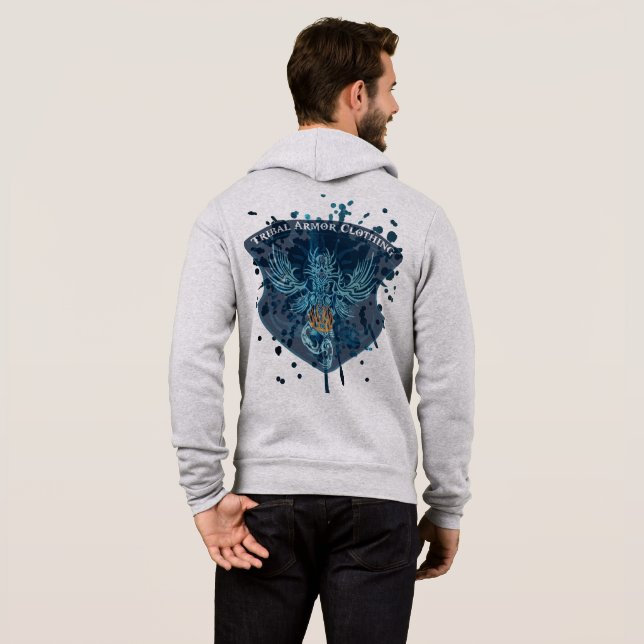 Sweat à capuche avec motif de dragon et armure tri (Dos entier)