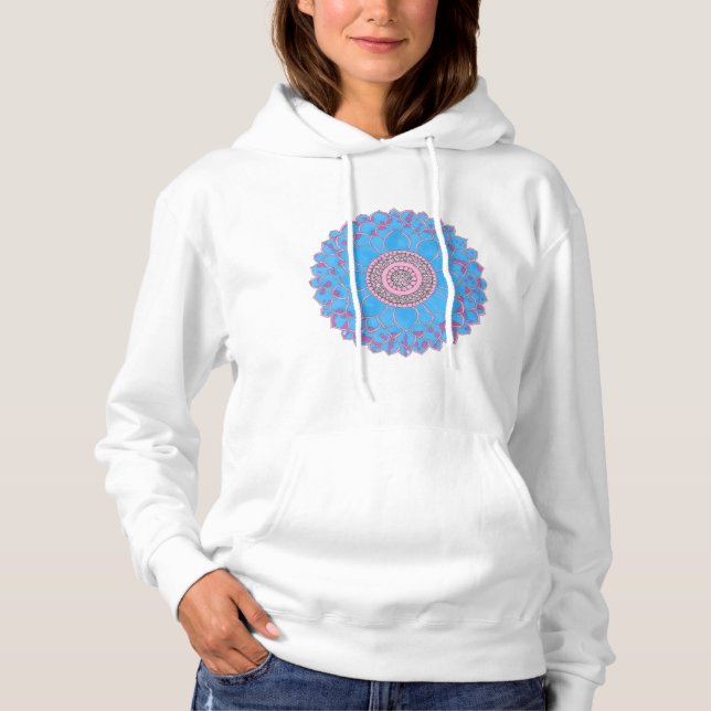 Sweat à capuche avec motif de mandala dessiné à la (Devant)