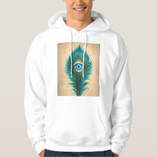 Sweat à capuche avec motif de plume de paon