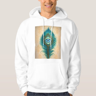Sweat à capuche avec motif de plume de paon