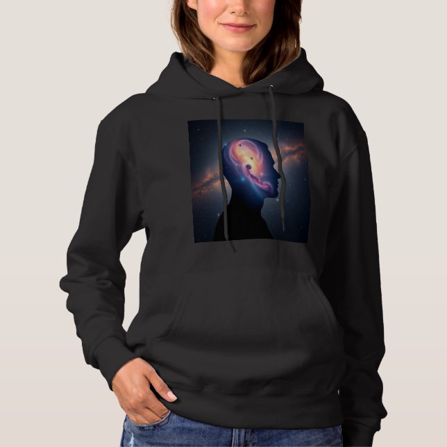 Sweat à capuche avec silhouette de galaxie cosmiqu (Devant)