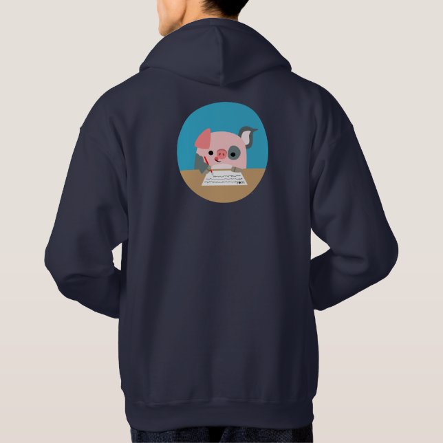 Sweat à capuche avec un cochon dessin animé mignon (Dos)