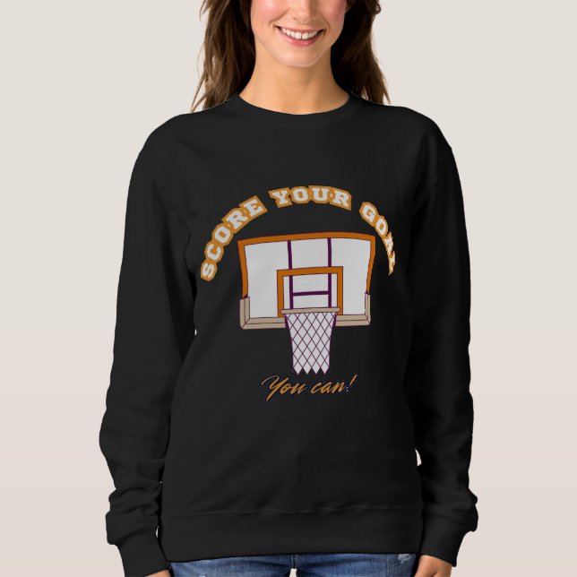 Sweat à capuche avec un slogan de basket-ball moti (Devant)