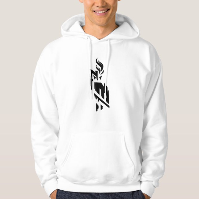 Sweat à capuche blanc Fire Owl pour hommes (Devant)