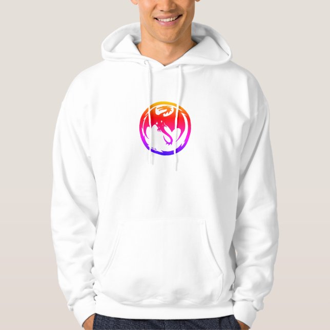 Sweat à capuche blanc homme Neon Dragon (Devant)