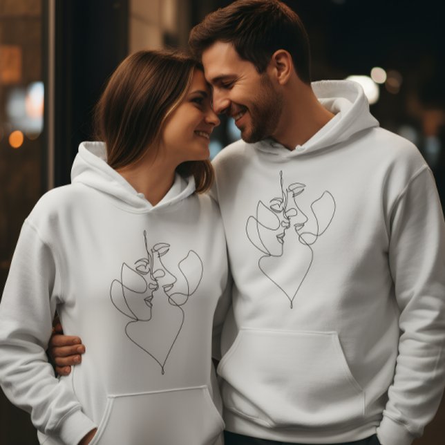 Sweat à capuche blanc romantique pour couples (Créateur téléchargé)