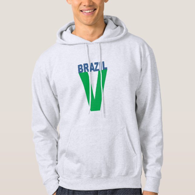 Sweat à capuche cendre  BRAZIL  VICTORY (Devant)