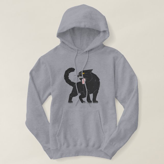 Sweat à capuche chat noir en colère (Design devant)