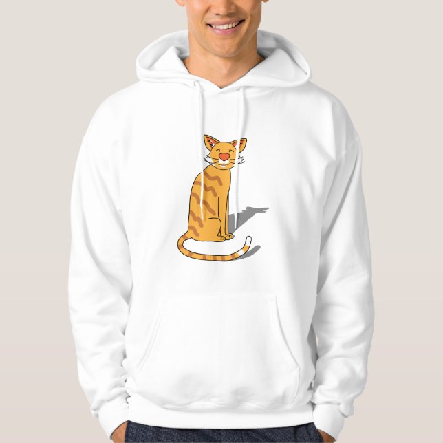 Sweat à capuche chat orange (Devant)