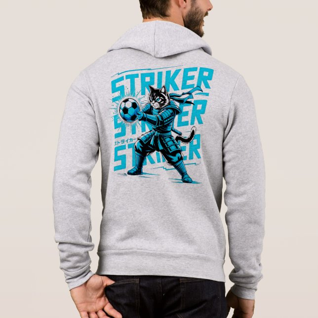 Sweat à capuche chat samouraï cyber électrique - P (Dos)