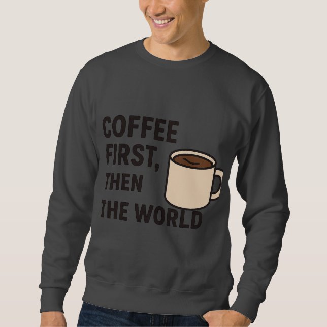 Sweat à capuche citation café pour hommes (Devant)