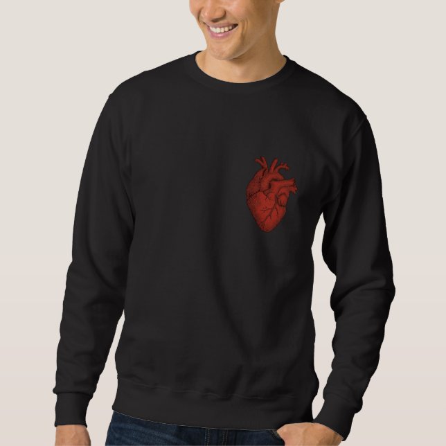 Sweat à capuche cœur anatomique rouge vintage (Devant)