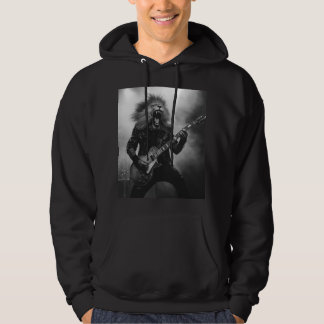 Sweat à capuche concert Guitariste Lion Noir et Bl