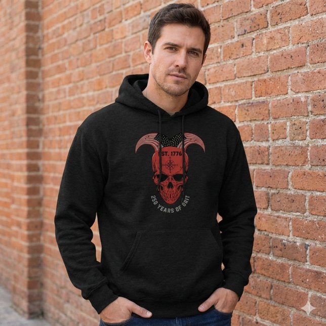 Sweat à capuche Crâne Rouge 250 Ans de Déterminati (Créateur téléchargé)