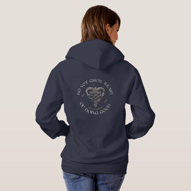 Sweat à capuche croix celtique coeur vintage d'écr (Dos entier)