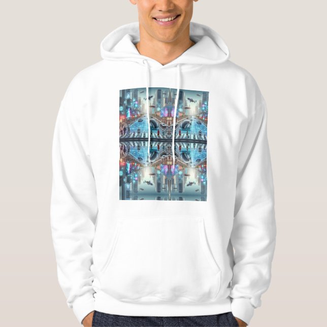 Sweat à capuche de base de ville futuriste (Devant)