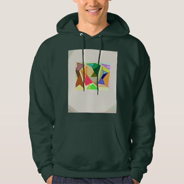 Sweat à capuche de couleur verte avec un motif (Devant)