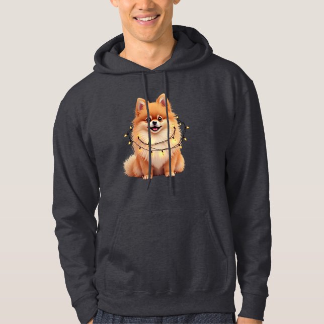 Sweat à capuche de Noël Pomeranian (Devant)