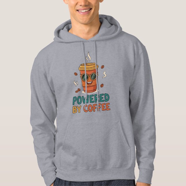 Sweat à capuche dessiné mignon alimenté par du caf (Devant)