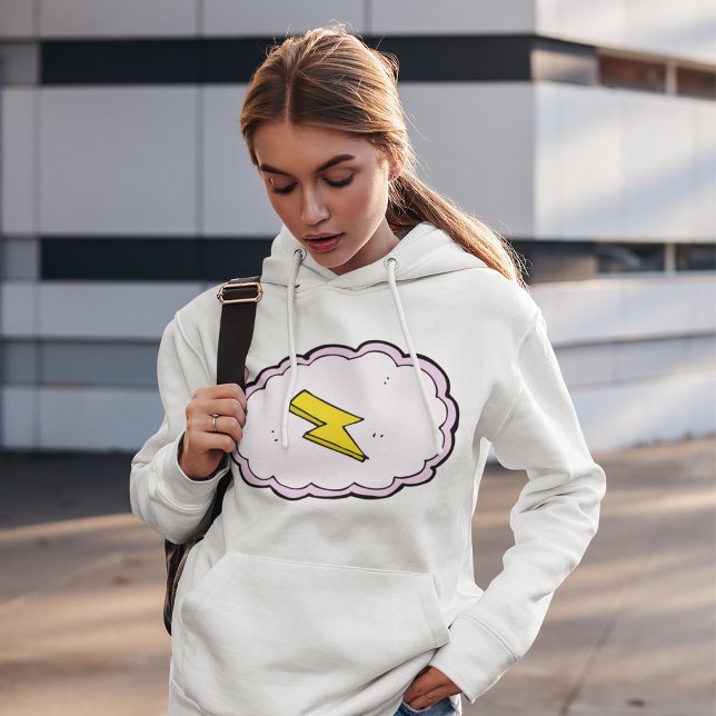 Sweat à capuche éclair jaune sur nuage rose (Créateur téléchargé)