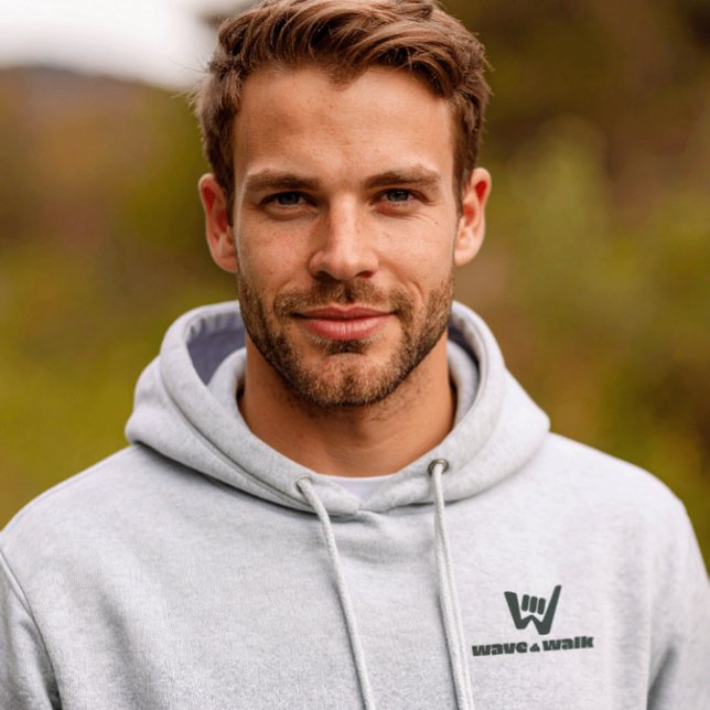 Sweat à capuche Essential Logo Noir Wave and Walk (This hoodie is designed for comfort and simplicity, featuring subtle Wave and Walk branding.)