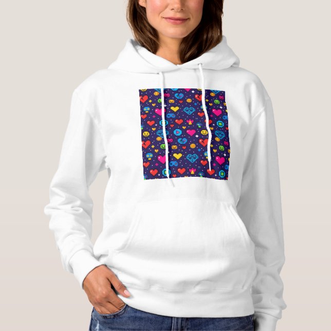Sweat à capuche esthétique de jeu vidéo 8 bits (Devant)