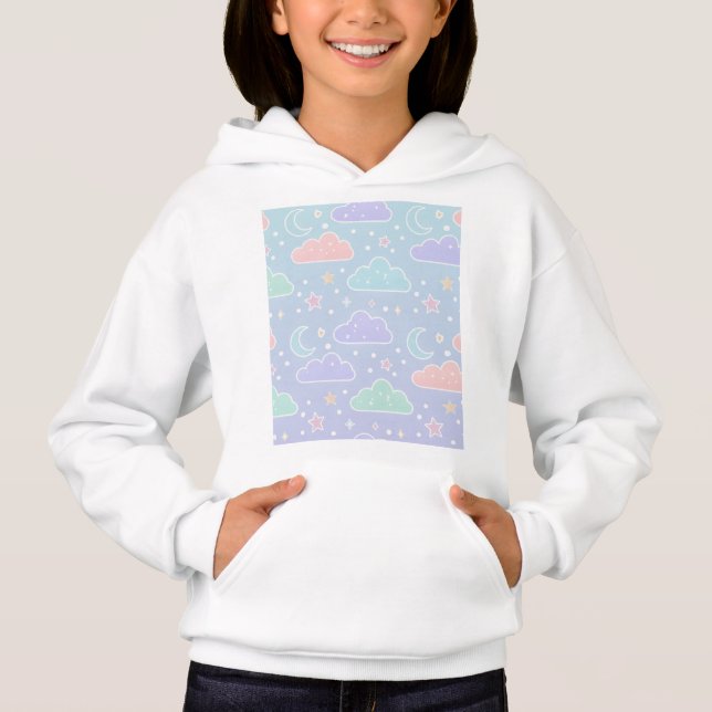 Sweat à capuche esthétique nuage pastel cosy (Devant)