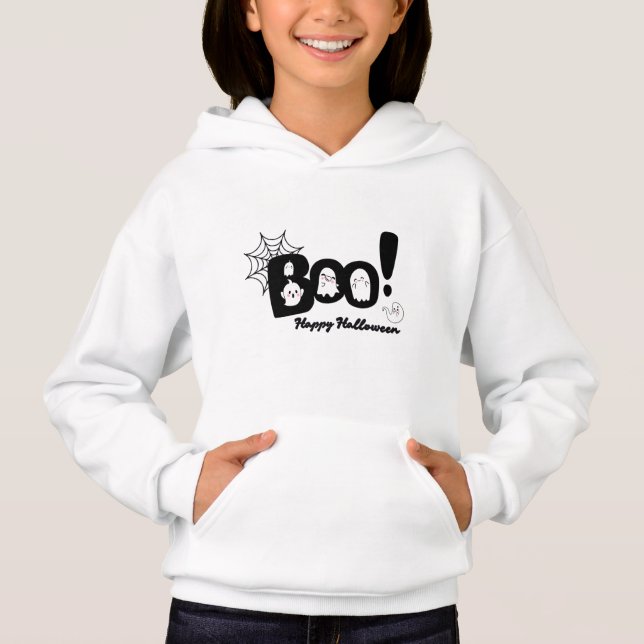 Sweat à capuche fantôme Boo Halloween pour filles  (Devant)
