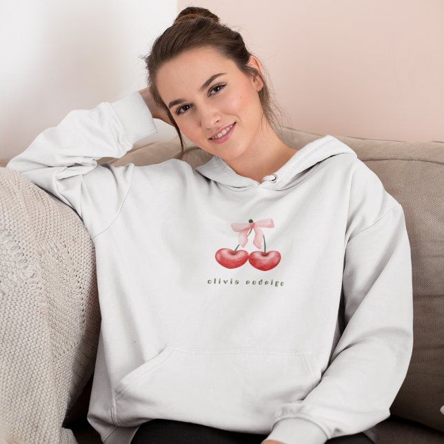 Sweat à capuche féminin Rouge & Rose Cerise Cœur N (Créateur téléchargé)