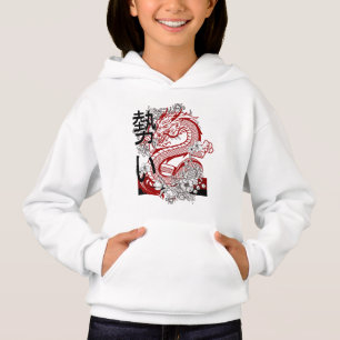Sweat à capuche Filles Dragon Rouge Art Japonais C