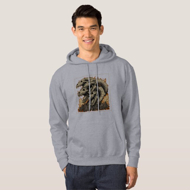 Sweat à capuche géant monstre squelettique Kaiju C (Devant entier)