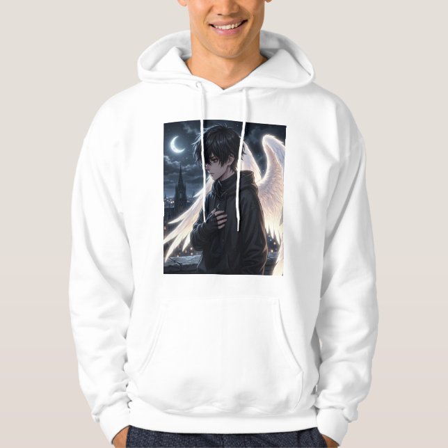 Sweat à capuche graphique avec garçon d'anime et a (Devant)