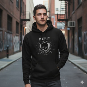 Sweat à capuche graphique grunge cœur crâne mérite