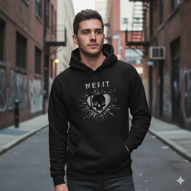 Sweat à capuche graphique grunge cœur crâne mérite (Créateur téléchargé)