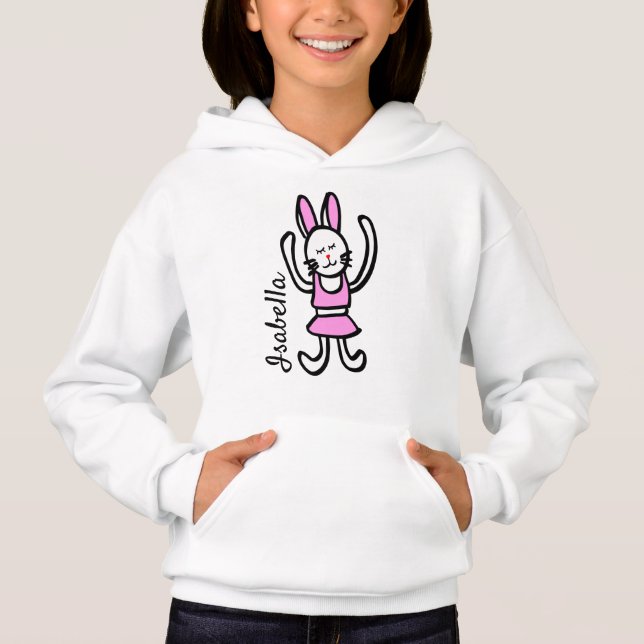 Sweat à capuche graphique lapin avec votre nom (Devant)