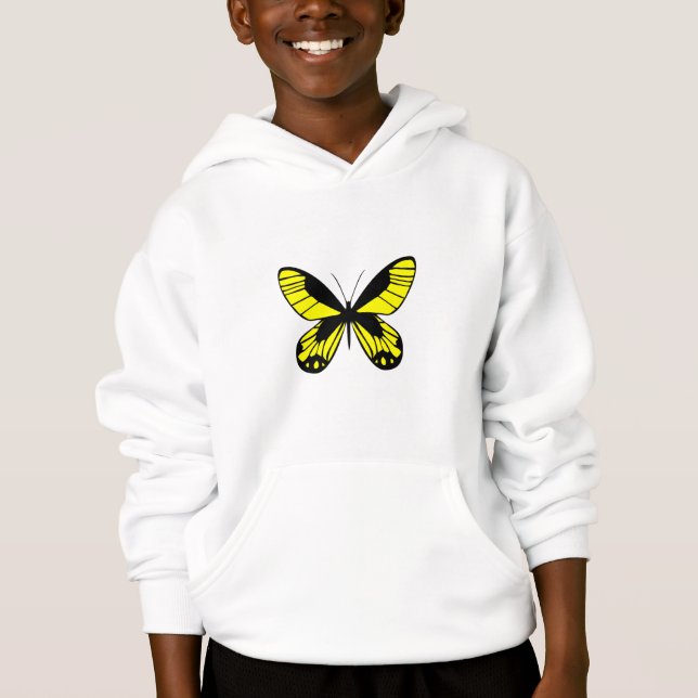 Sweat à capuche graphique papillon jaune pour garç (Devant)