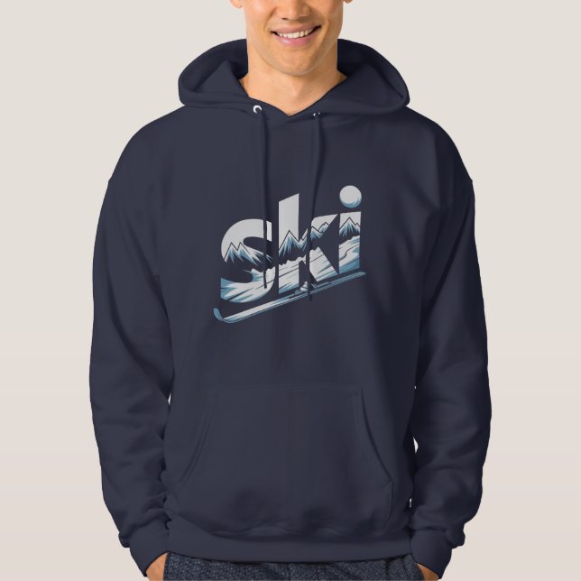 Sweat à capuche graphique Ski Mountain – Ski avent (Devant)