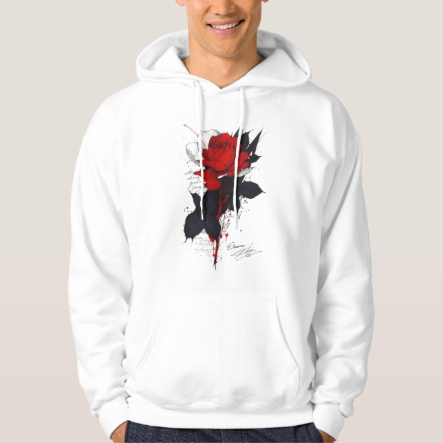 Sweat à capuche Grunge Red Rose (Devant)