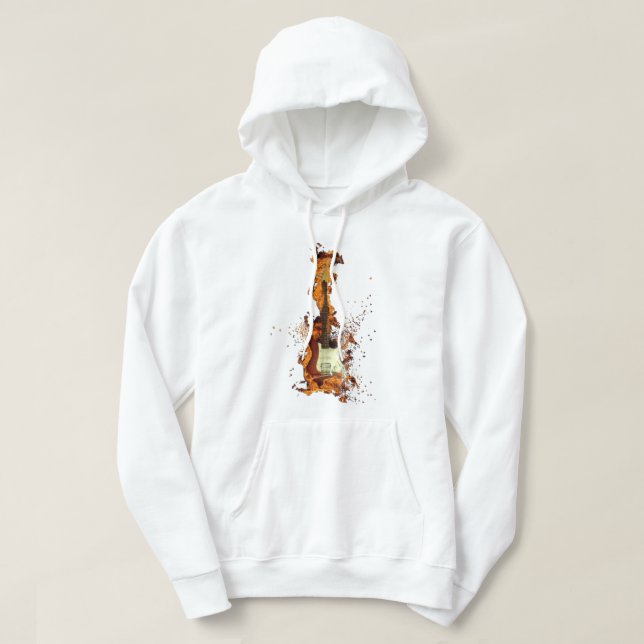 Sweat à capuche Guitare Flamboyante – Style Rock & (Design devant)