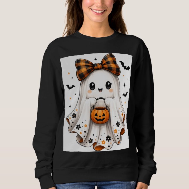 Sweat à capuche Halloween Fantôme Boo (Devant)