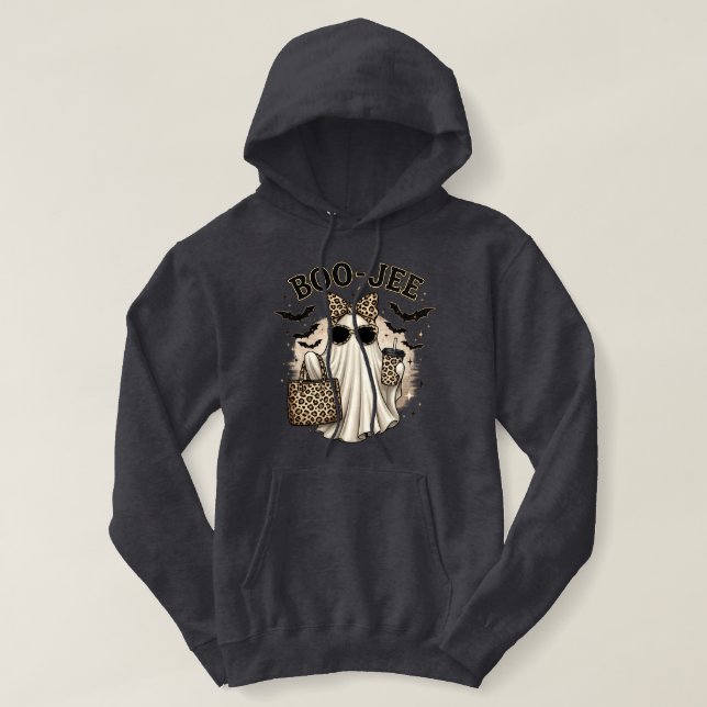 Sweat à capuche Halloween Fantôme Léopard Boo-Jee (Design devant)