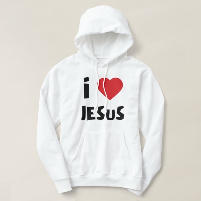 Sweat à capuche homme J'aime Jésus (Design devant)