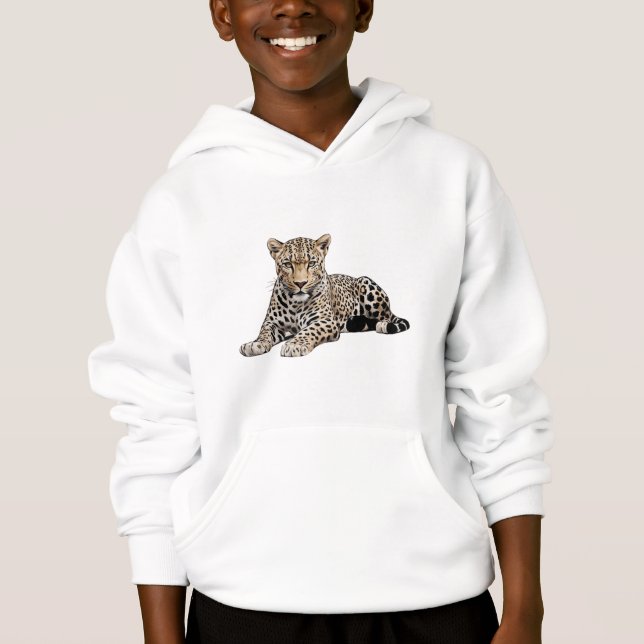 Sweat à capuche Léopard pour enfants  (Devant)