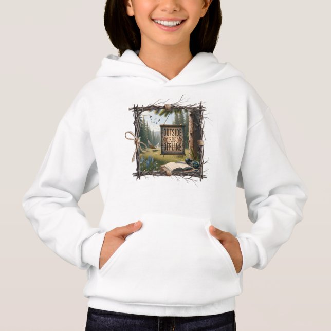 Sweat à capuche Logs & Lazy Mornings – Style feu d (Devant)