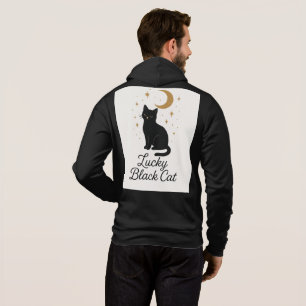 Sweat à capuche Lucky Black Cat   Dessin Lune & Ét