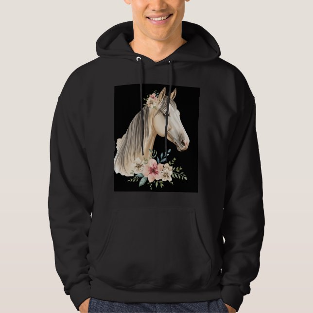 Sweat à capuche mode équestre pastel floral (Devant)