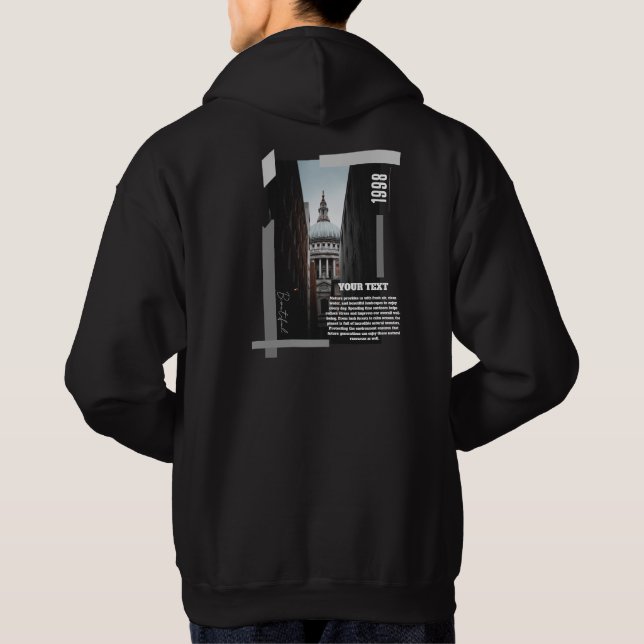 Sweat à capuche moderne bâtiment urbain avec impre (Dos)