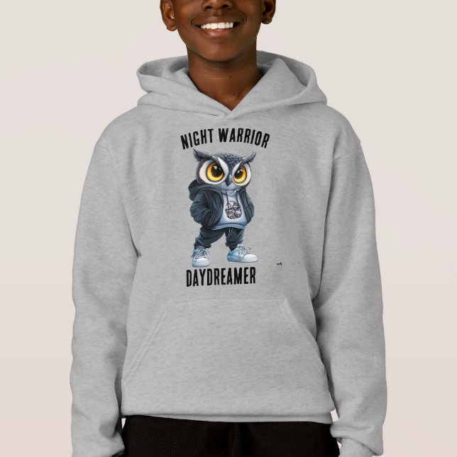 Sweat à capuche Night Warrior, Daydreamer Owl – Ad (Devant)