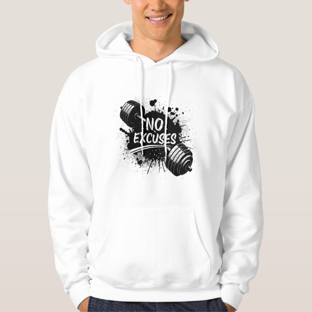 Sweat à capuche No Excuses – Typographie Motivatio (Devant)