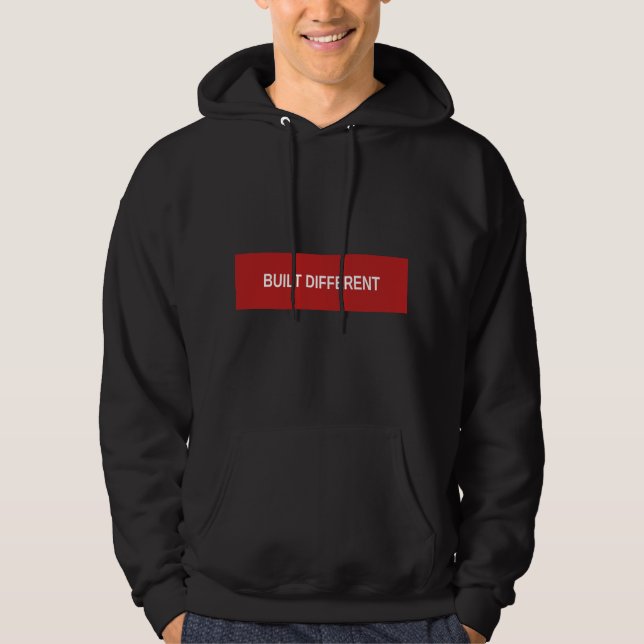 Sweat à capuche noir avec logo boîte rouge Built D (Devant)